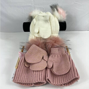 NWT Curls & Pearls Couture Toddler Beanie and mitten set of 3
